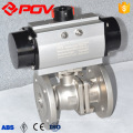 Stainless steel 2 way flanged pneumatic air actuated ball valve